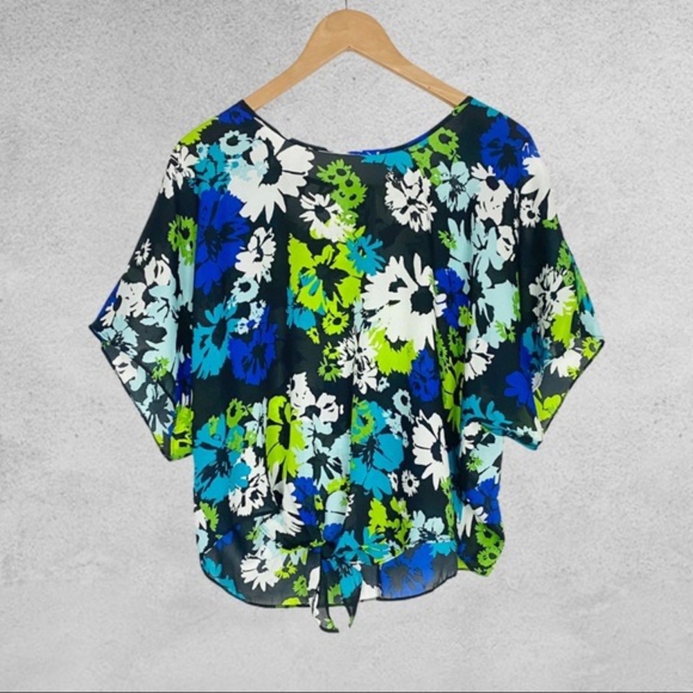 Cato Tie-Front Multicolored Floral Blouse - Picture 3 of 8
